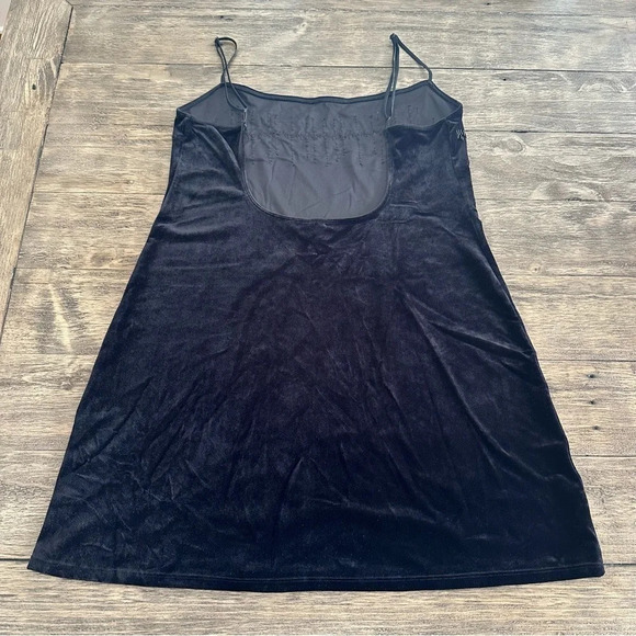 Vintage 90s Victoria’s Secret Large Black Velour Sequin Chemise Lingerie Dress L - Picture 3 of 7